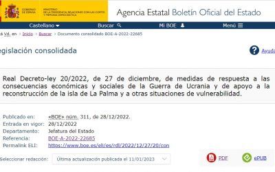 Real Decreto-ley 20/2022, de 27 de diciembre, de medidas de respuesta a las consecuencias económicas y sociales de la Guerra de Ucrania